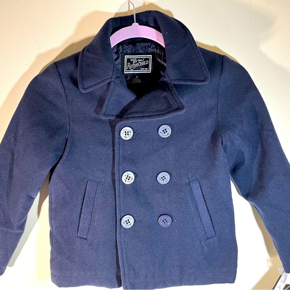 Rothschild Classic Navy Pea Coat for Kids Faux Wool
